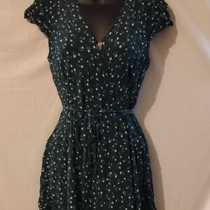 Green Floral Wrap Dress